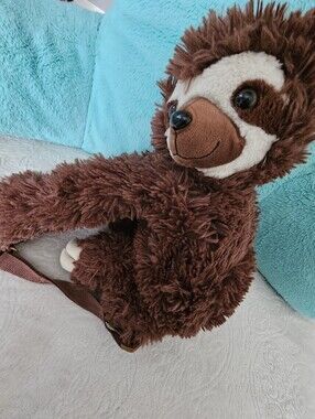Goffa Plush Sloth Backpack Brown Stuffed Animal Zipper Bag Adjustable Strap Euc